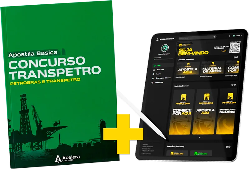 Apostila Básica do concurso Transpetro com acesso à plataforma no tablet